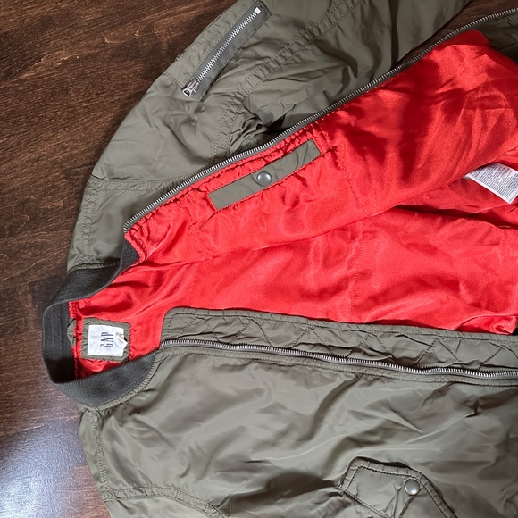 GAP Olive Green Bomber Zip-up Jacket, Size XS - Picture 3 of 4
